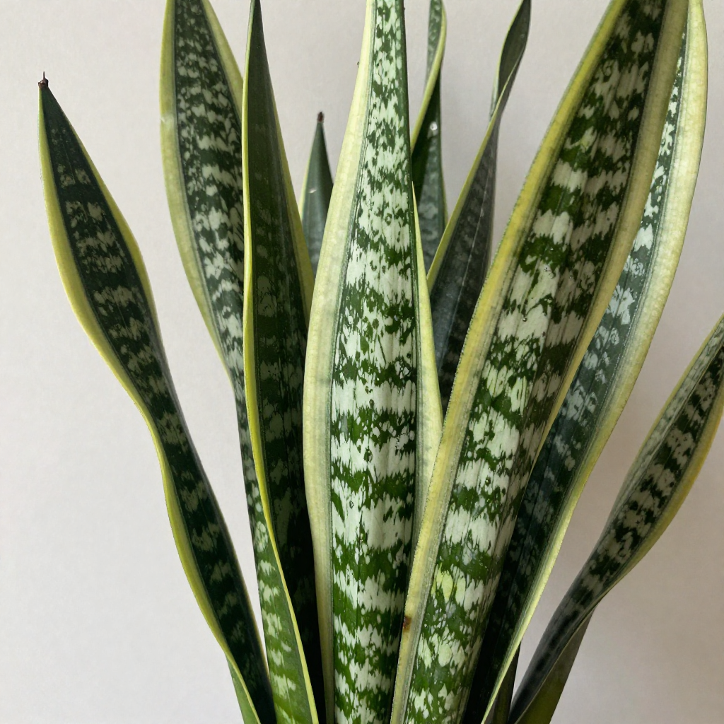 Snake Plant Sansevieria with upright sword-like leaves